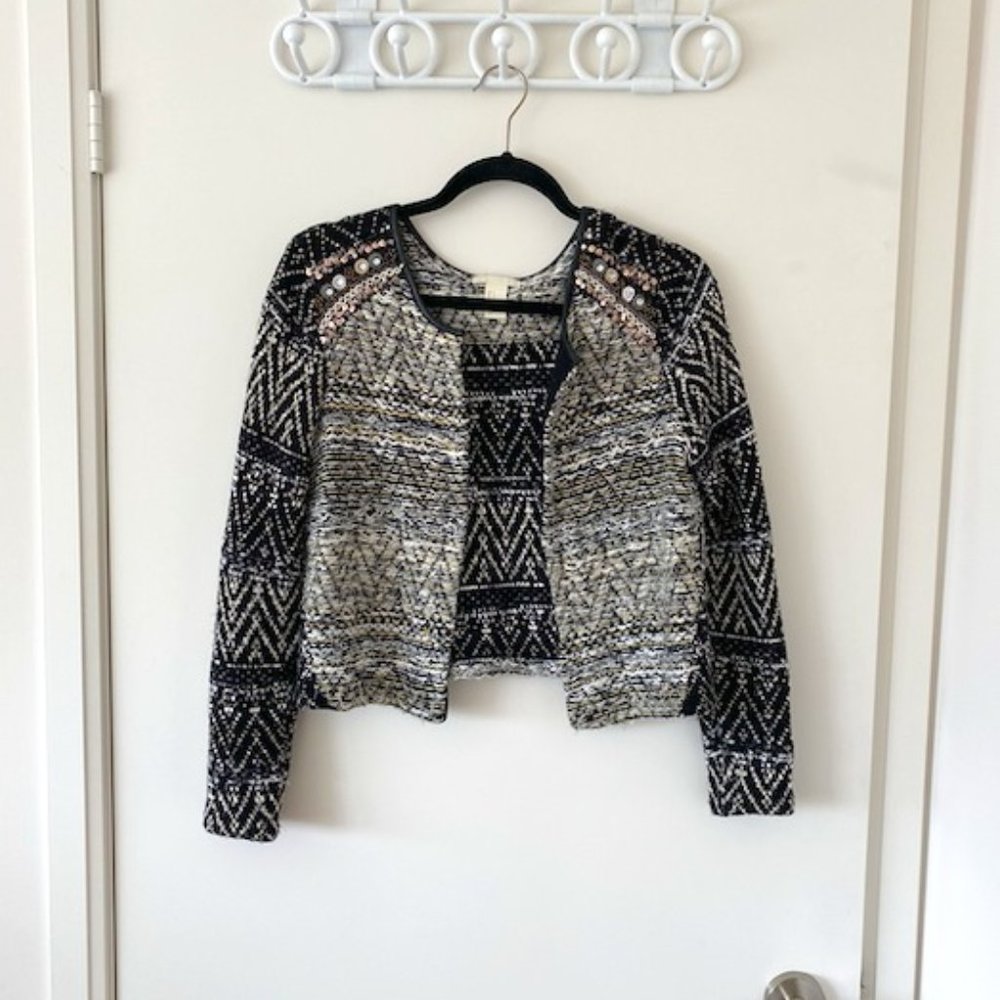 Knit Embellished Cropped Jacket